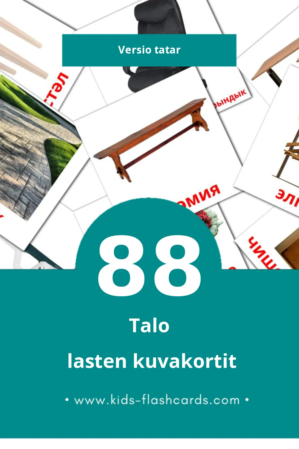 Өй lasten kuvakortit pikkulapsille (88 korttia Tatarksi)