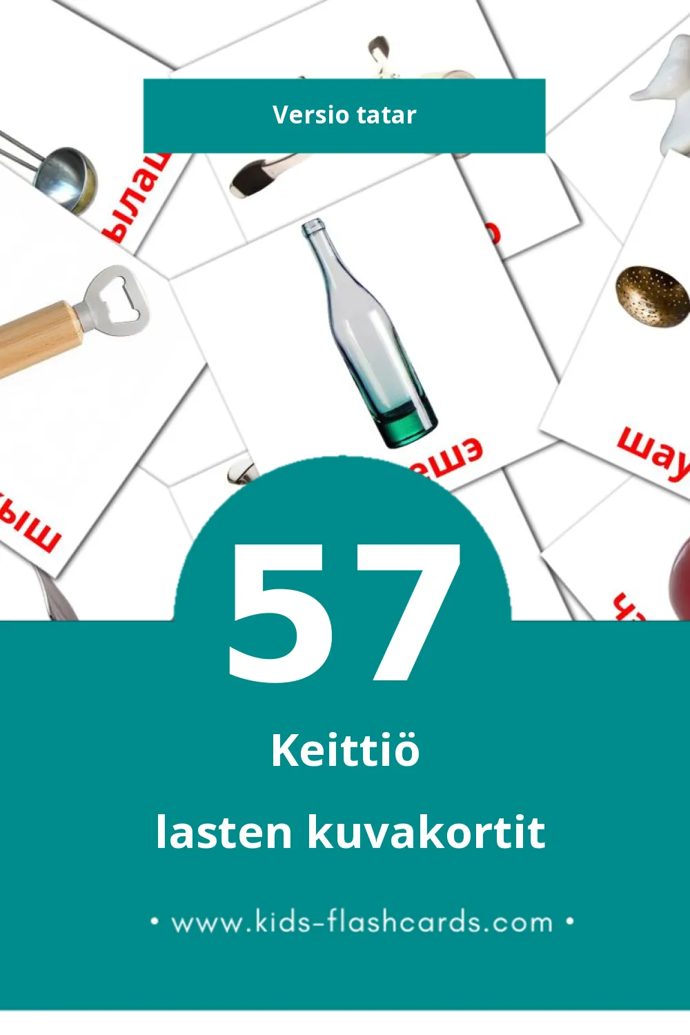 Ашханә lasten kuvakortit pikkulapsille (57 korttia Tatarksi)