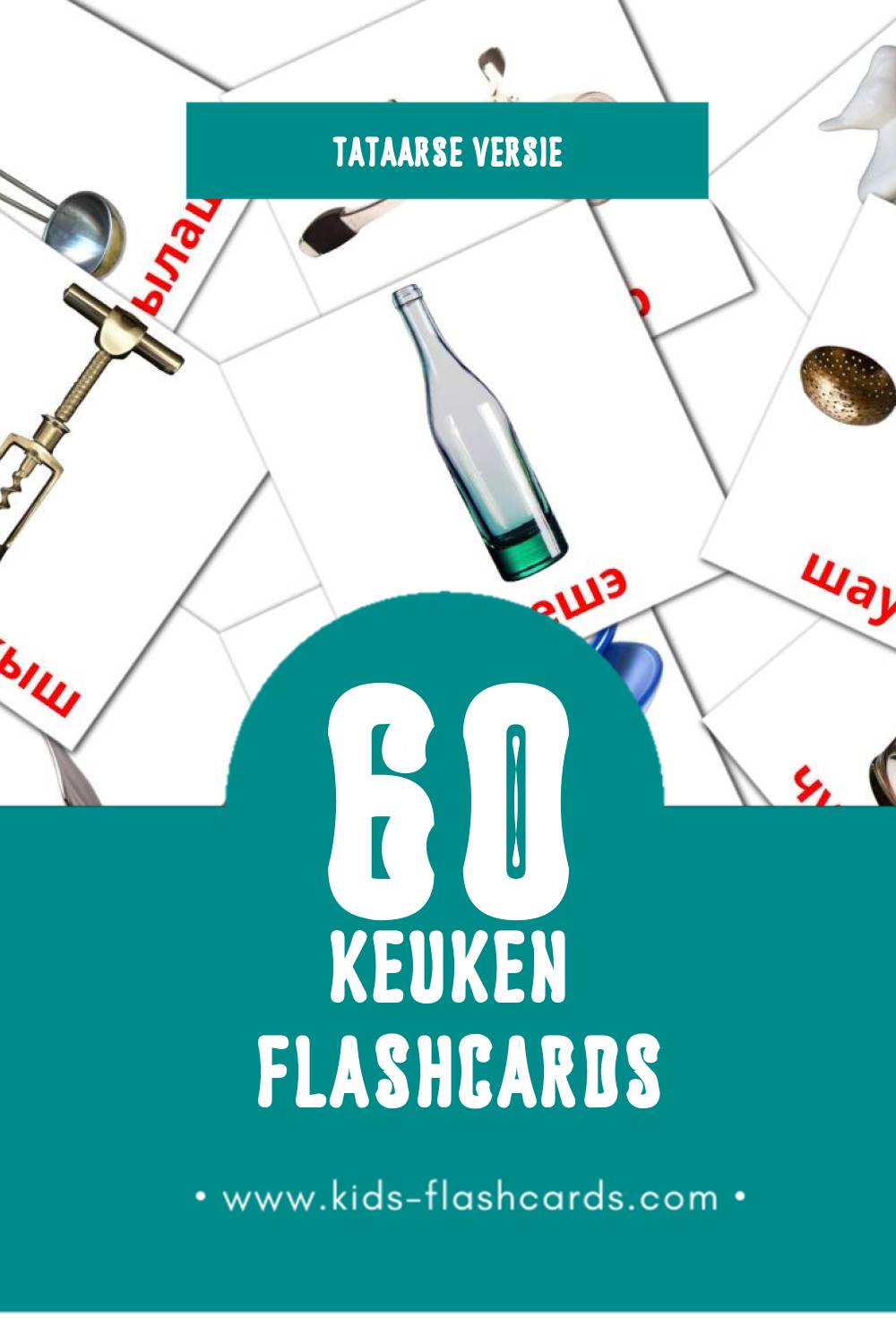 Visuele Ашханә Flashcards voor Kleuters (60 kaarten in het Tataars)