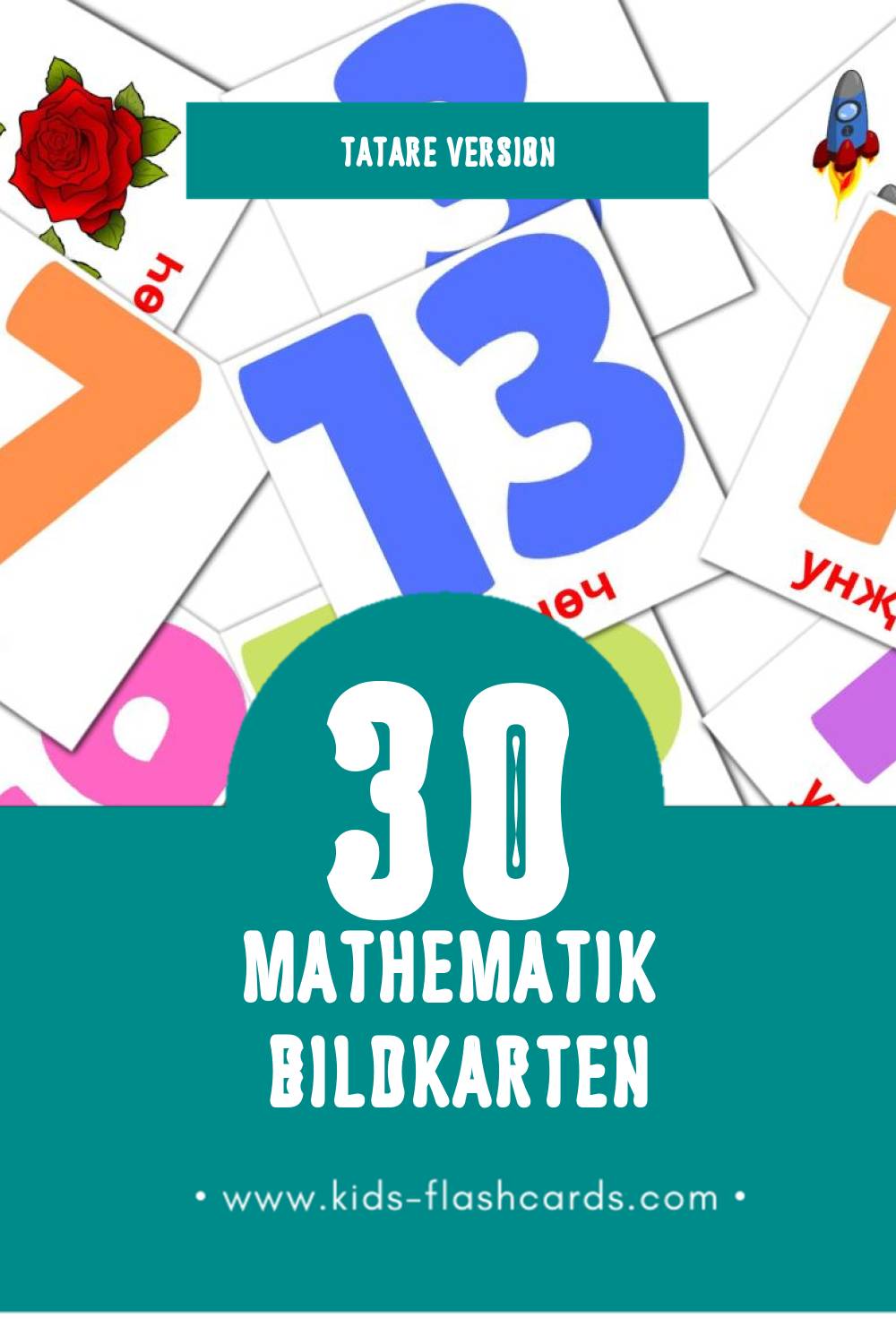 Visual Математика Flashcards für Kleinkinder (30 Karten in Tatar)