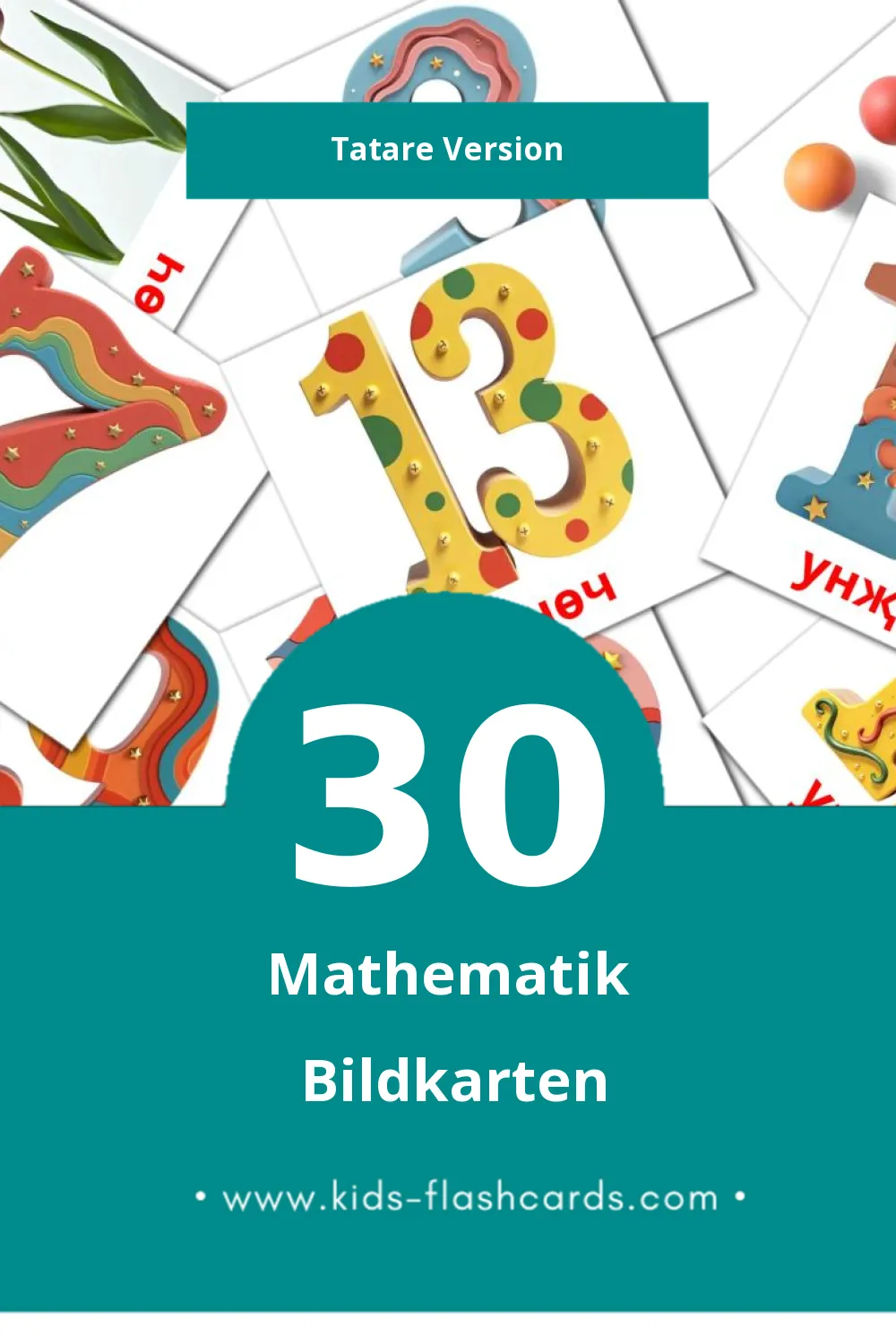 Visual Математика Flashcards für Kleinkinder (30 Karten in Tatar)