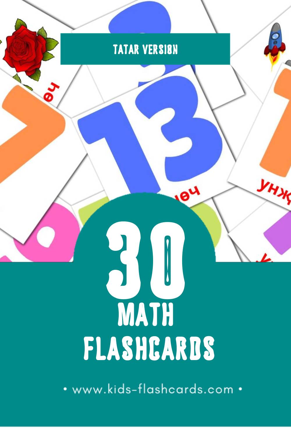Visual Математика Flashcards for Toddlers (30 cards in Tatar)