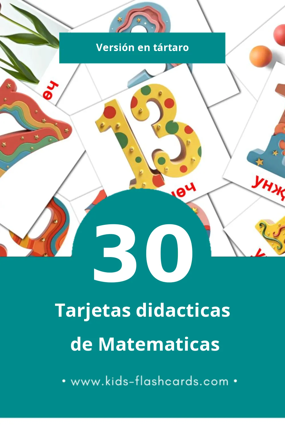 Tarjetas visuales de Математика para niños pequeños (30 tarjetas en Tártaro)