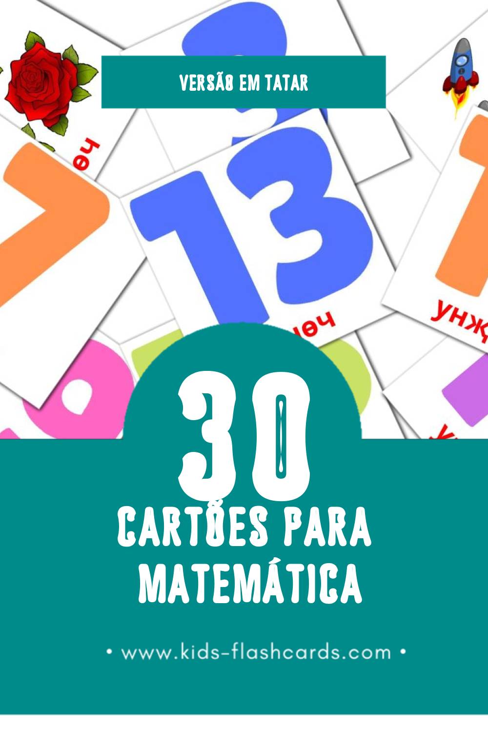 Flashcards de Математика Visuais para Toddlers (30 cartões em Tatar)