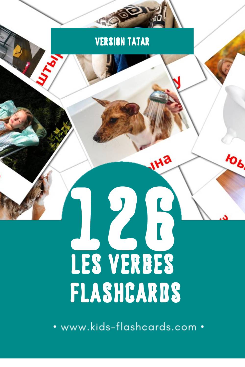 Flashcards Visual Фигыльләр pour les tout-petits (22 cartes en Tatar)