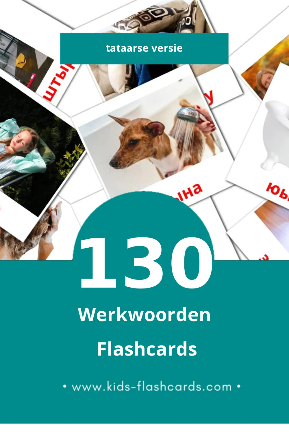 Visuele Фигыльләр Flashcards voor Kleuters (130 kaarten in het Tataars)