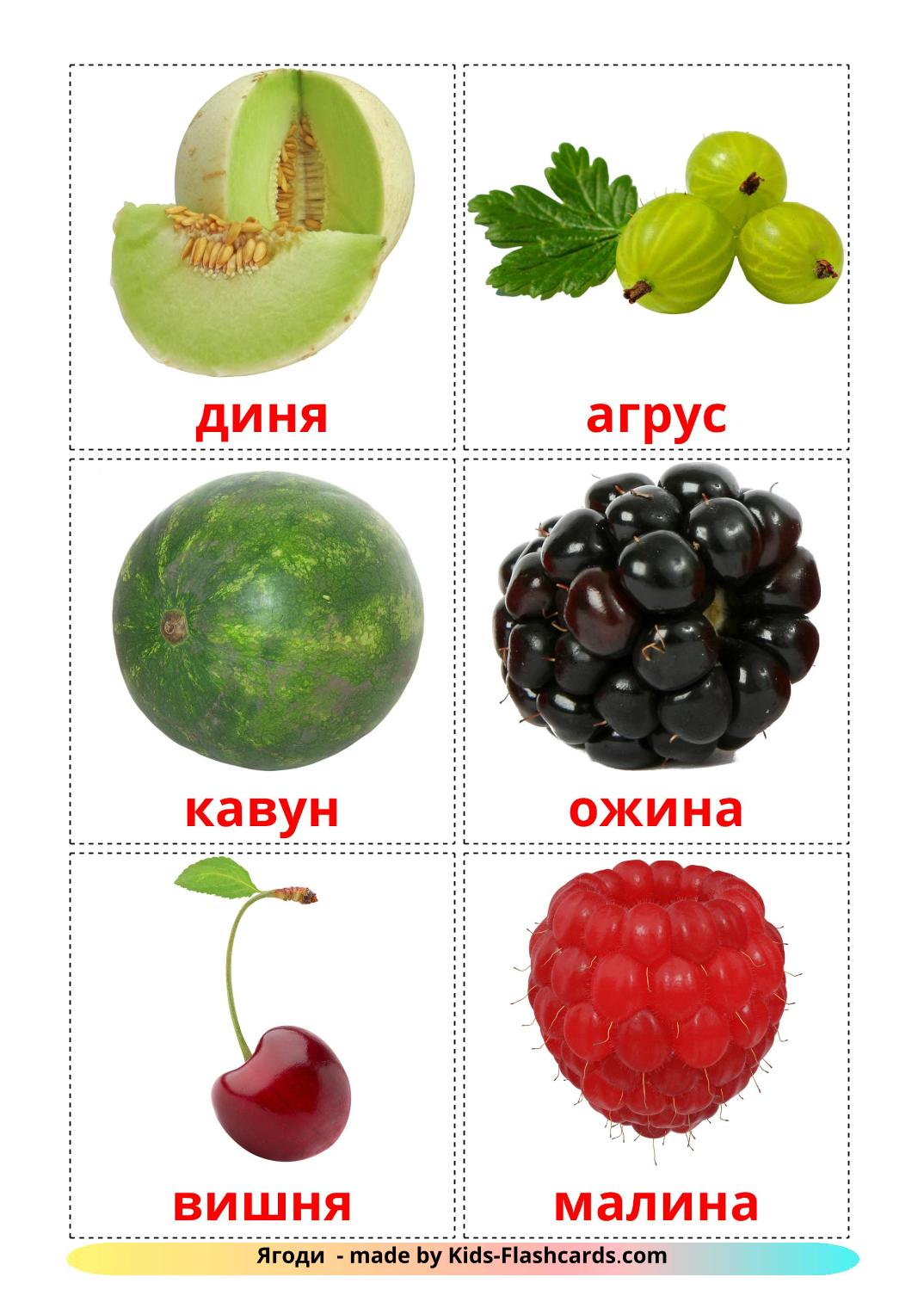 Berries - 11 Free Printable ukrainian Flashcards 