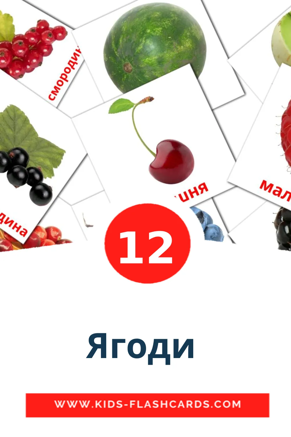 Ягоди  на украинском для Детского Сада (12 карточек)