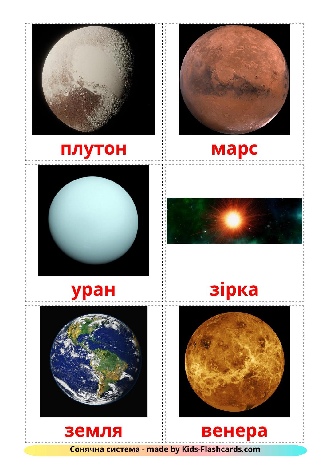 Солнечная система - 21 Карточка Домана на украинском