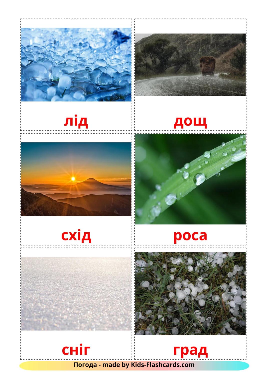 Weather - 32 Free Printable ukrainian Flashcards 