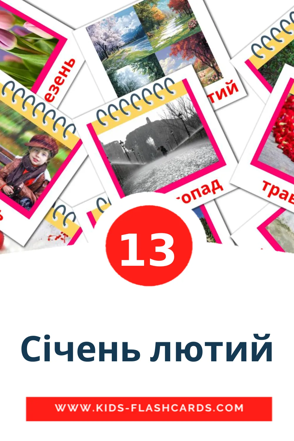 13 Січень лютий Picture Cards for Kindergarden in ukrainian