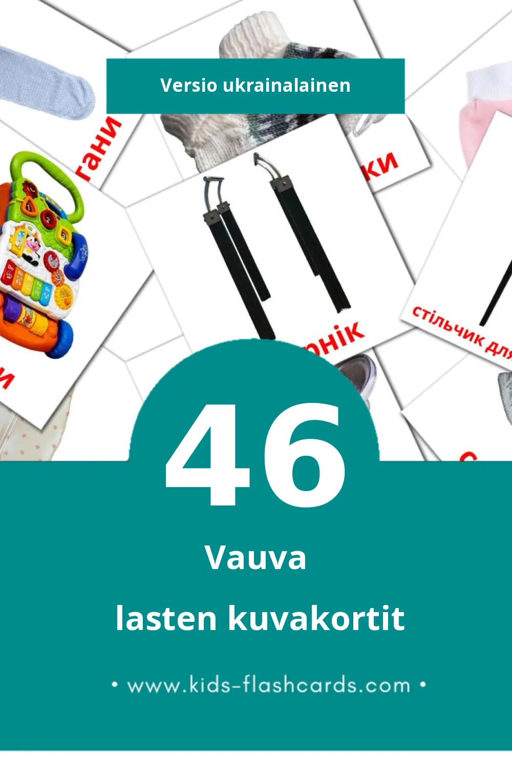 Малюк lasten kuvakortit pikkulapsille (46 korttia Ukrainalaiseksi)