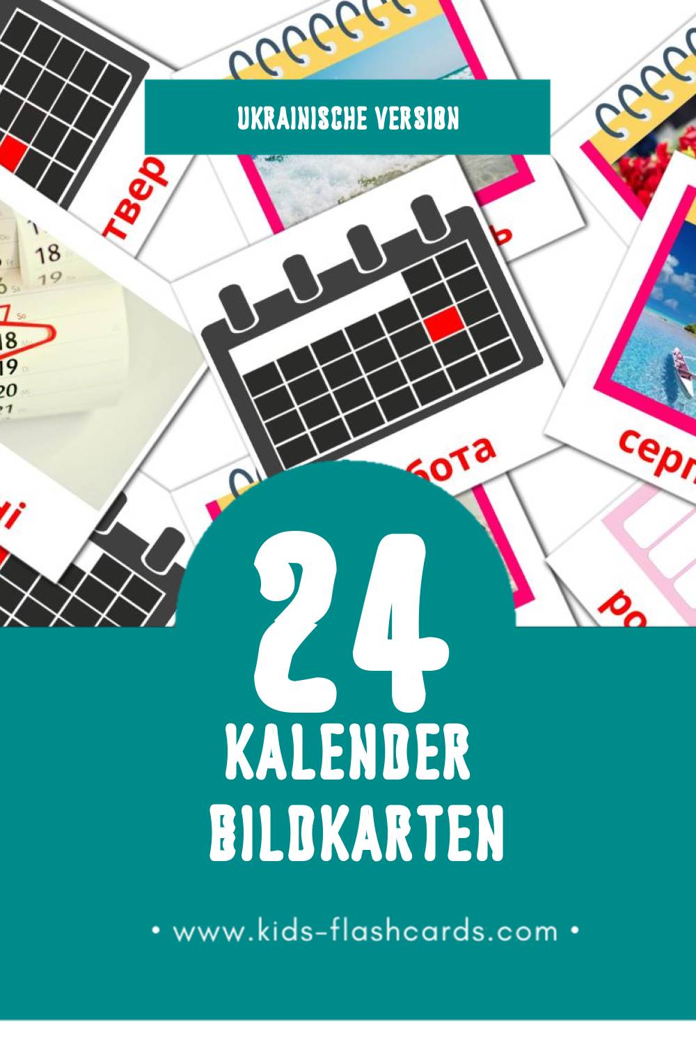 Visual календарь Flashcards für Kleinkinder (24 Karten in Ukrainisch)