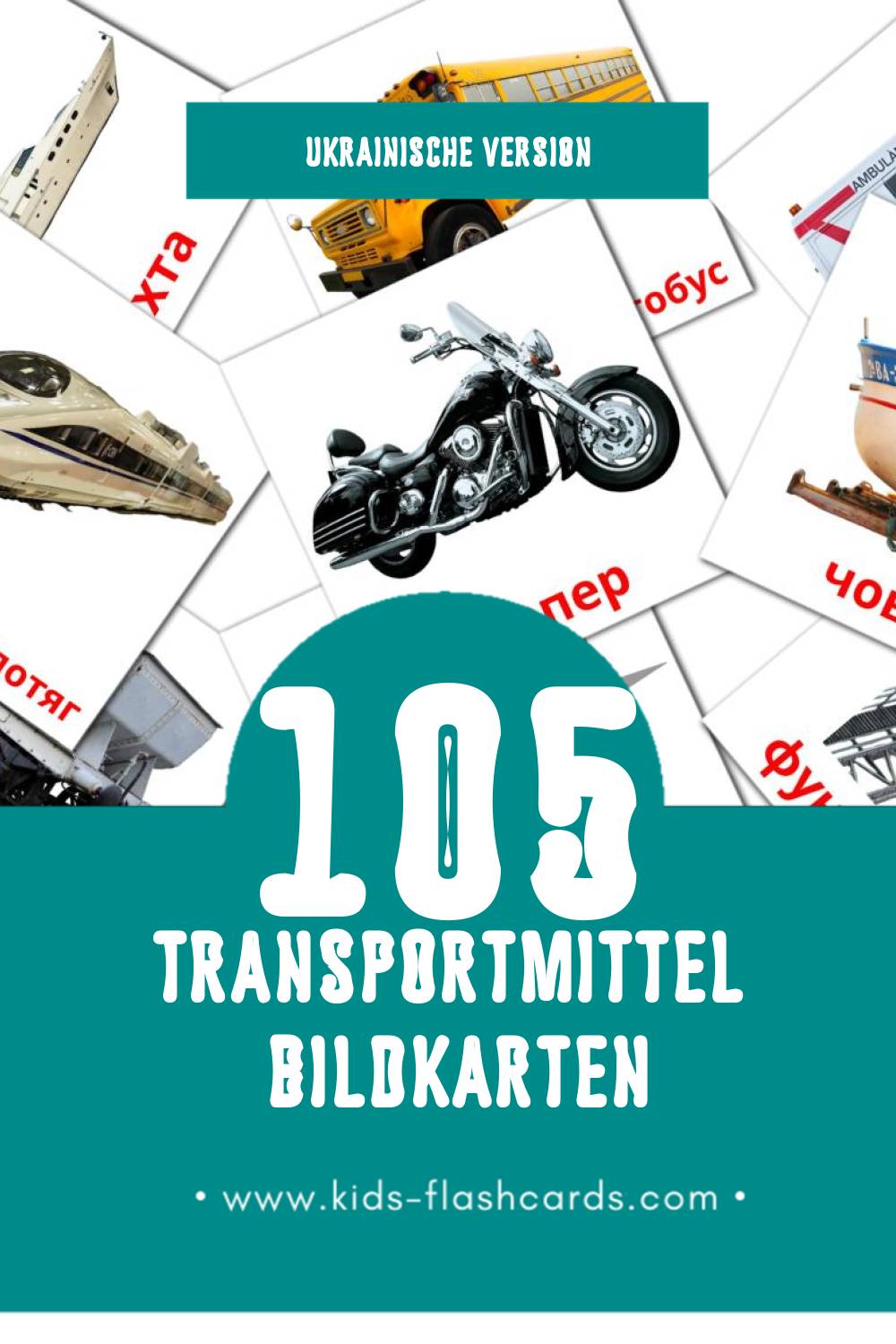 Visual Транспорт Flashcards für Kleinkinder (105 Karten in Ukrainisch)