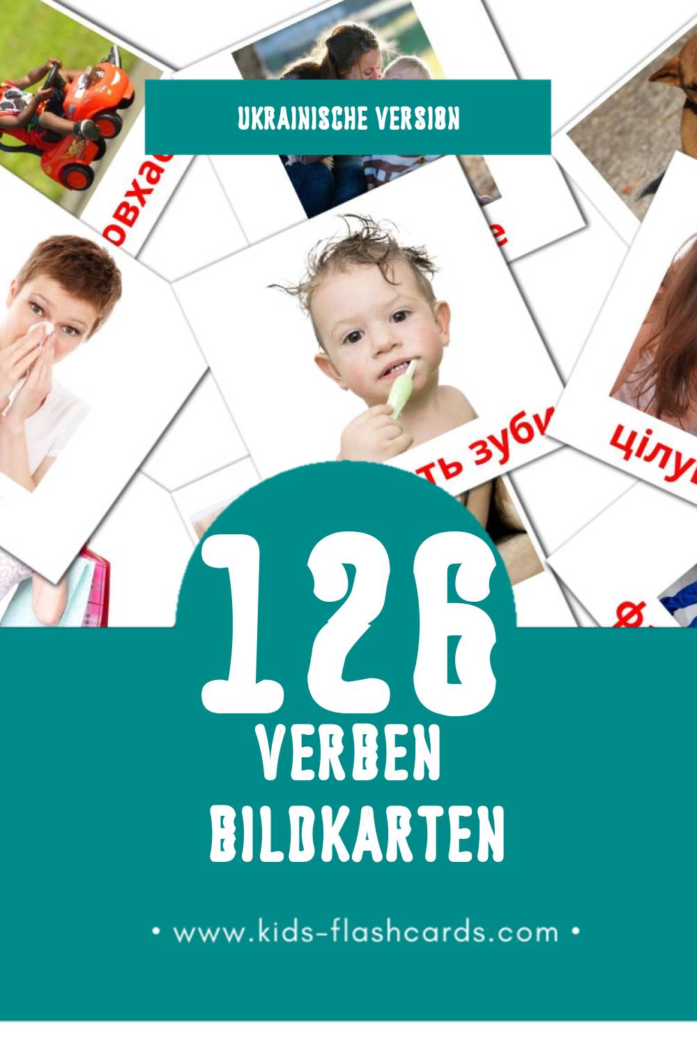 Visual Дієслова  Flashcards für Kleinkinder (126 Karten in Ukrainisch)