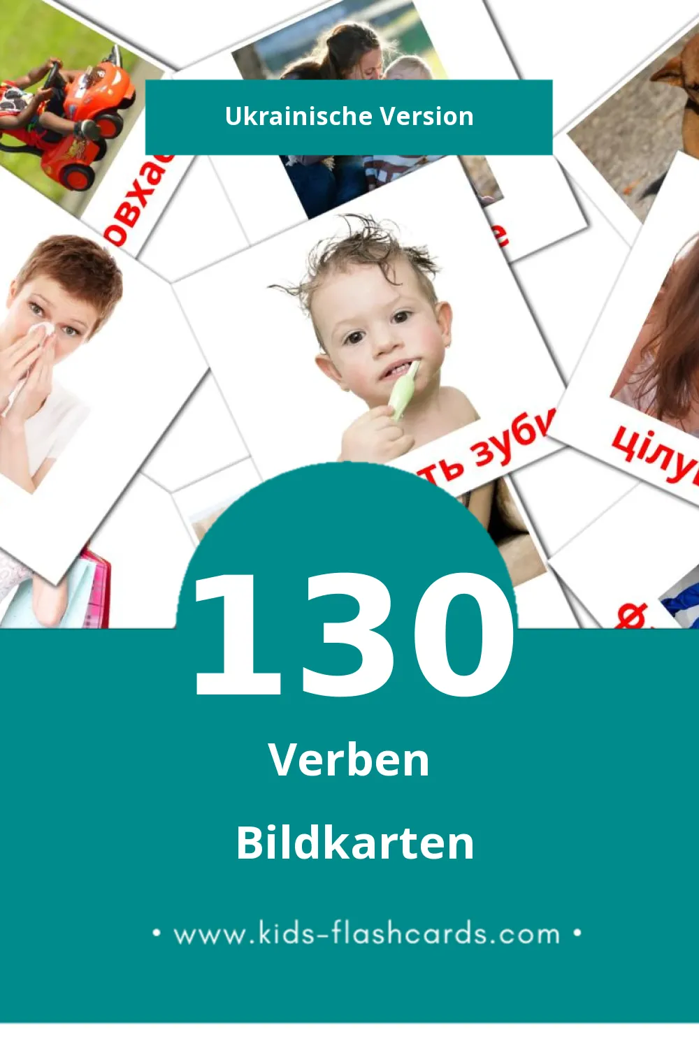 Visual Дієслова  Flashcards for Toddlers (130 cards in Ukrainisch)