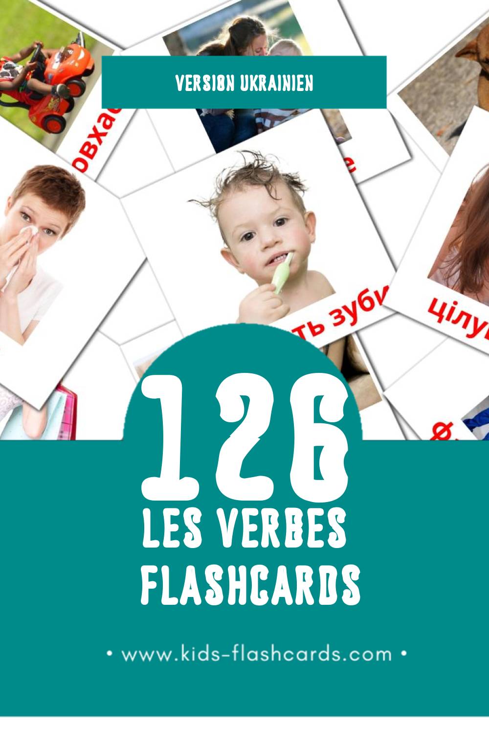 Flashcards Visual Дієслова  pour les tout-petits (132 cartes en Ukrainien)