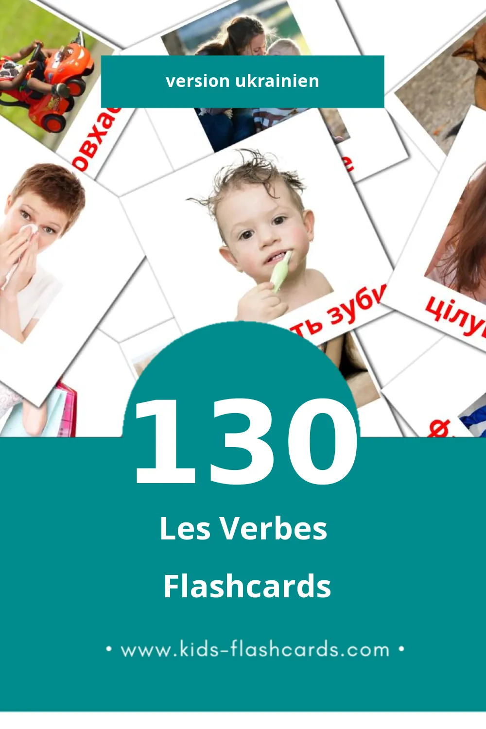 Flashcards Visual Дієслова  pour les tout-petits (130 cartes en Ukrainien)