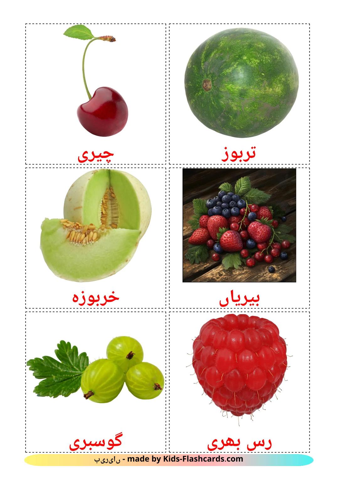 Berries - 12 Free Printable urdu Flashcards 