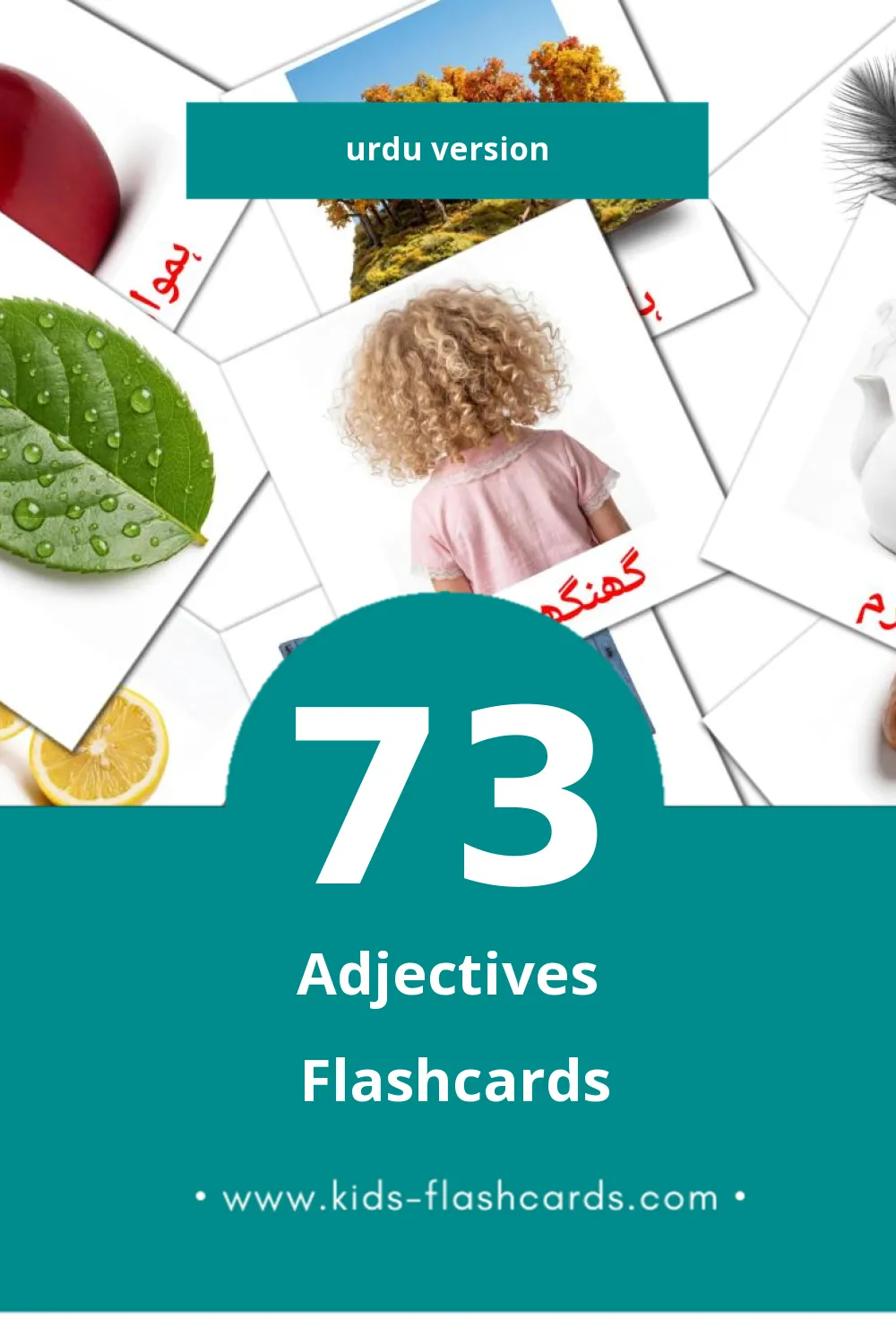 Visual صفت Flashcards for Toddlers (73 cards in Urdu)