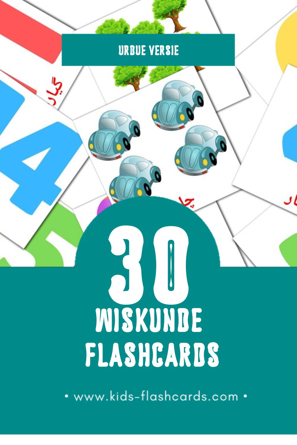 Visuele 1- 10 Flashcards voor Kleuters (30 kaarten in het Urdu)