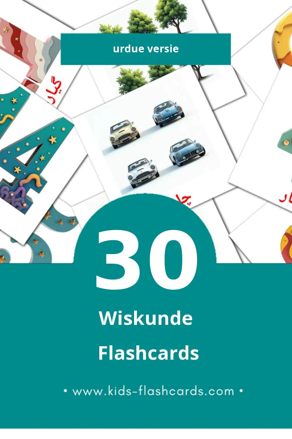 Visuele 1- 10 Flashcards voor Kleuters (30 kaarten in het Urdu)