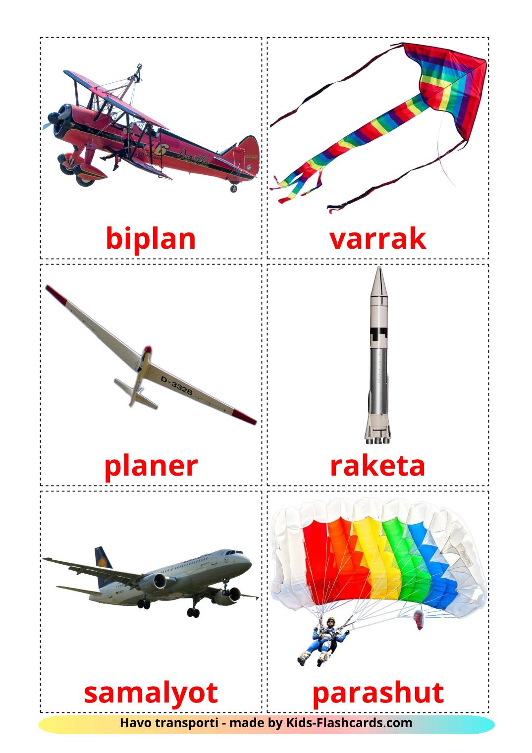 Aircraft - 14 Free Printable uzbek Flashcards 