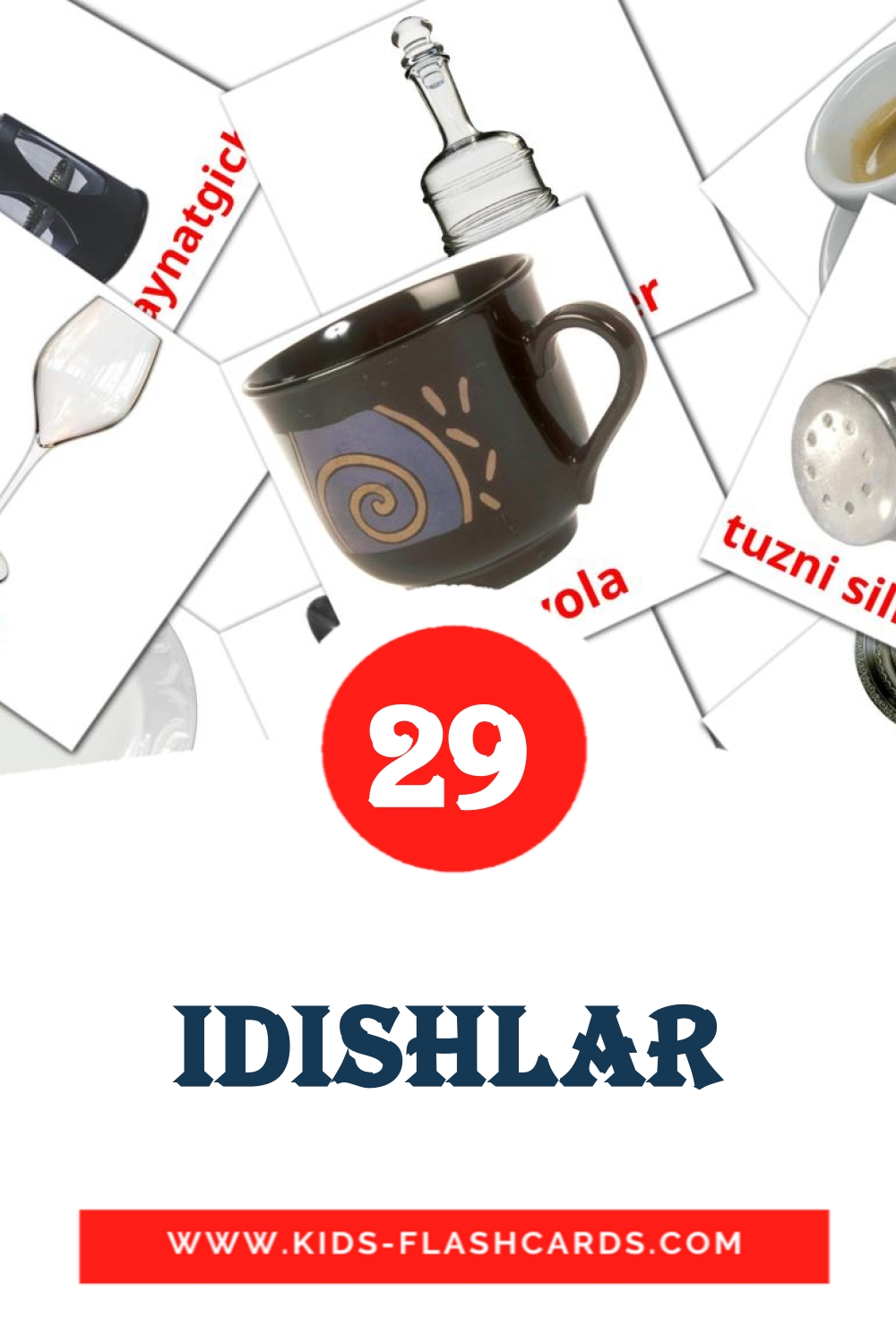 Idishlar на узбекском для Детского Сада (29 карточек)