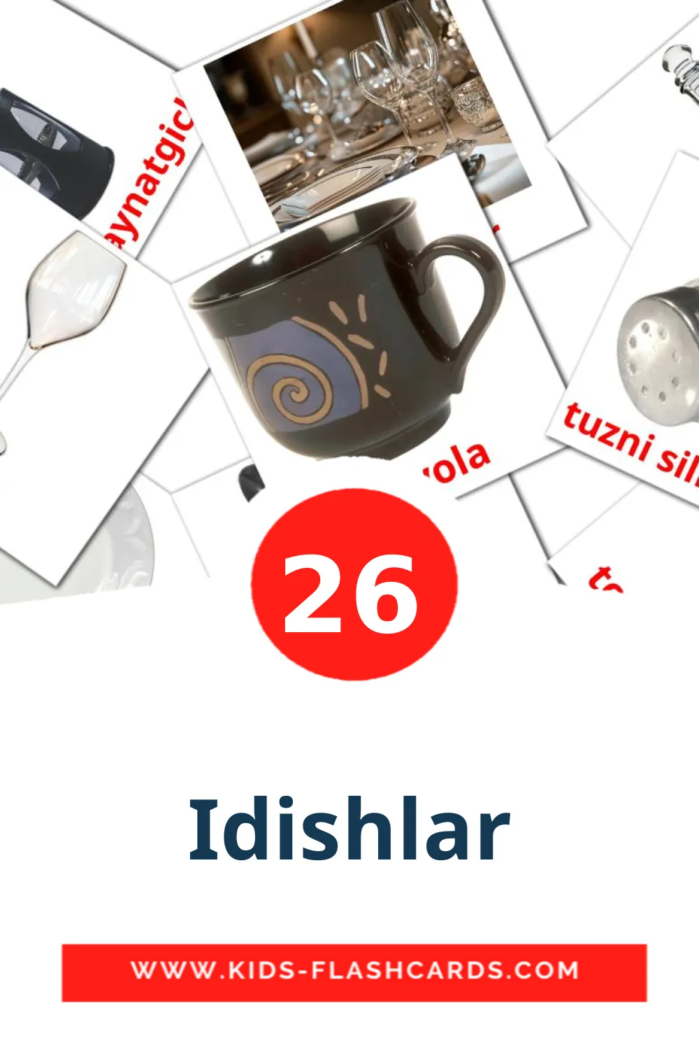 26 Idishlar Picture Cards for Kindergarden in uzbek