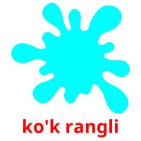 ko'k rangli flashcards illustrate