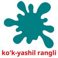 ko'k-yashil rangli flashcards illustrate