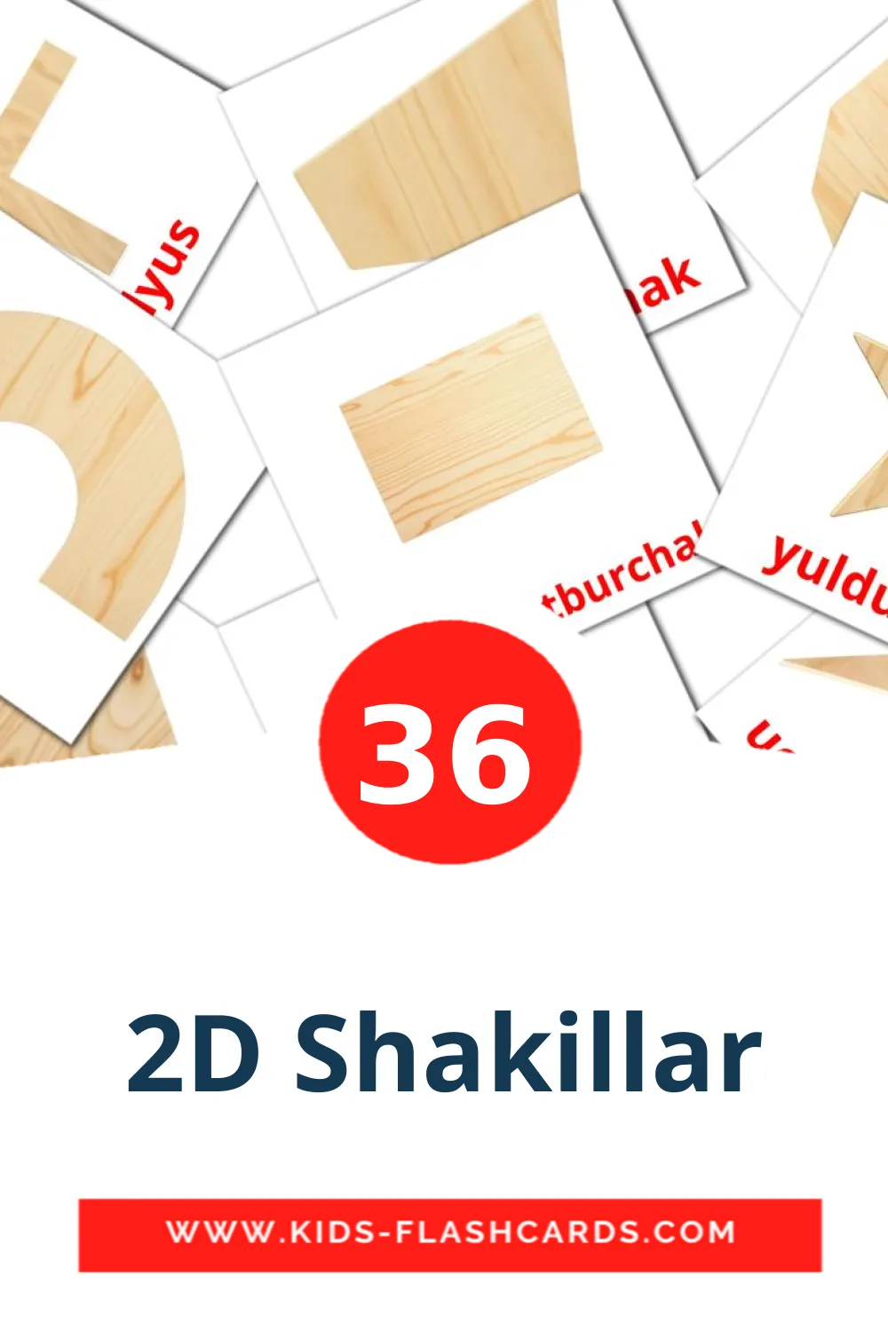 36 2D Shakillar fotokaarten voor kleuters in het uzbeekse