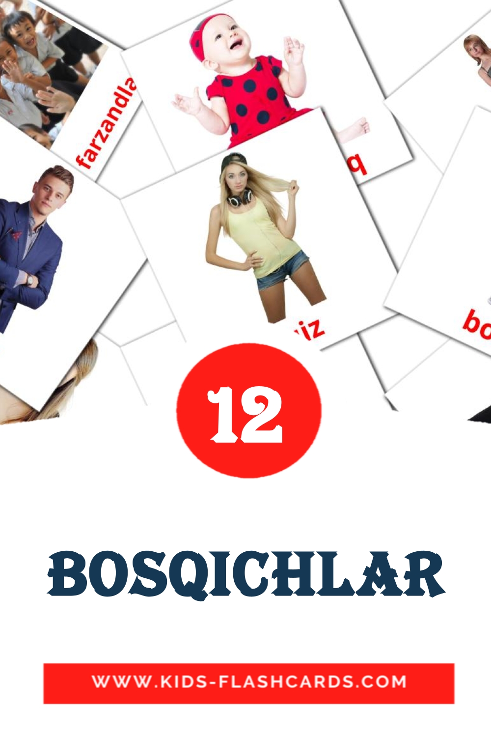 bosqichlar на узбекском для Детского Сада (12 карточек)