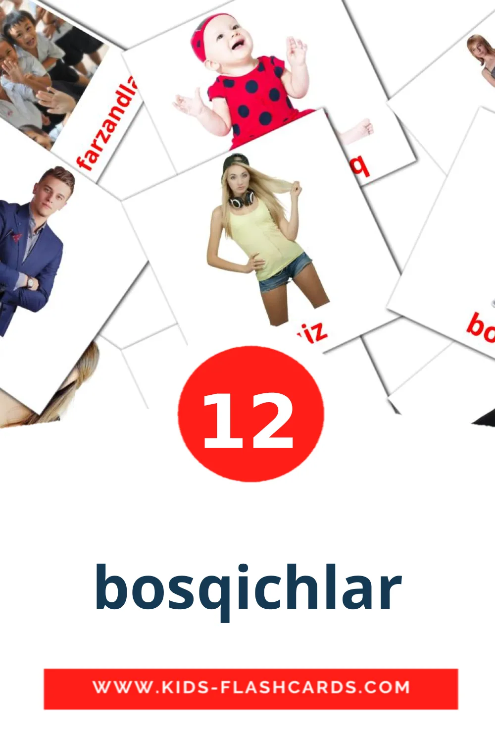 12 bosqichlar Picture Cards for Kindergarden in uzbek