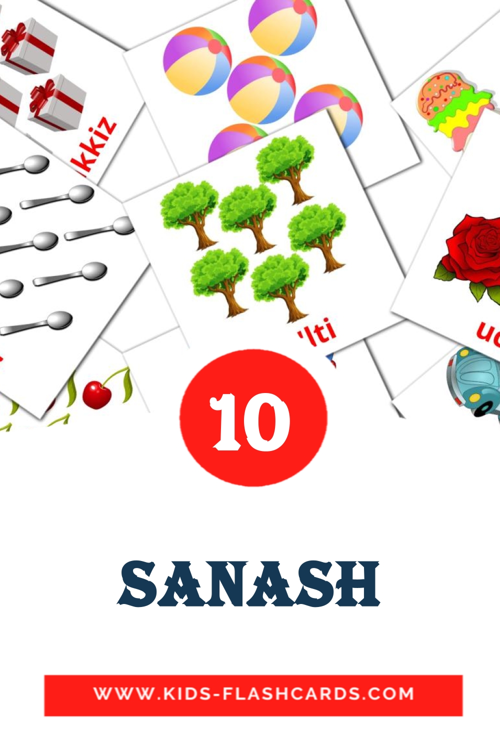 10 Sanash Picture Cards for Kindergarden in uzbek