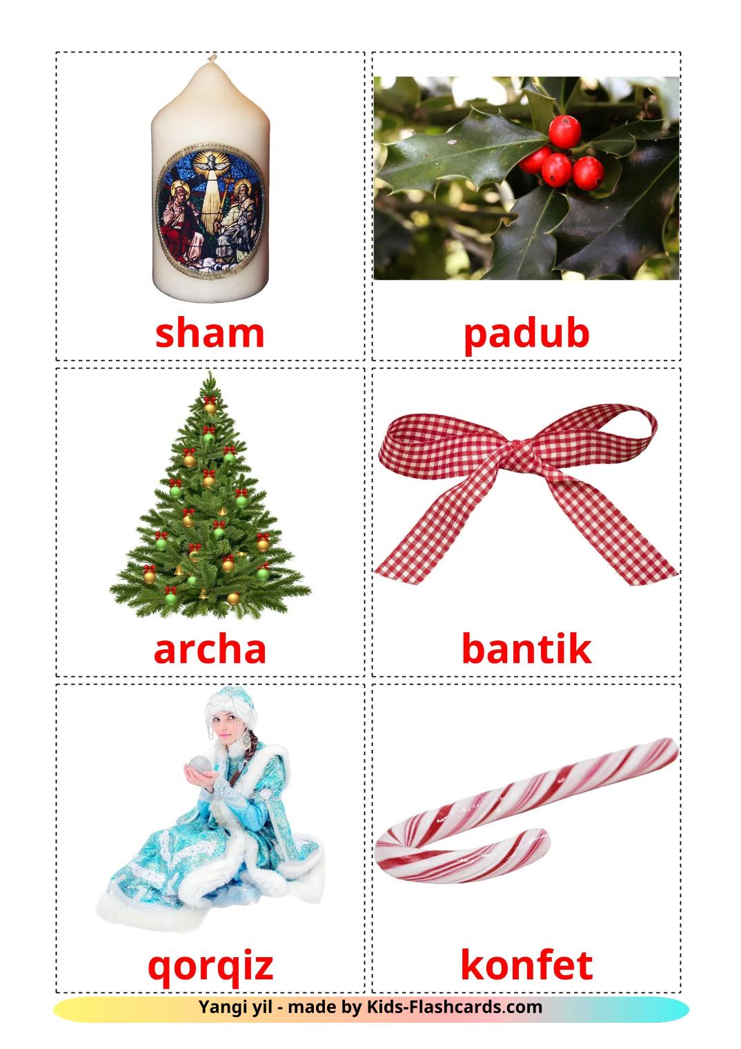 Kerstmis - 29 flashcards uzbeekse stampabili gratuitamente