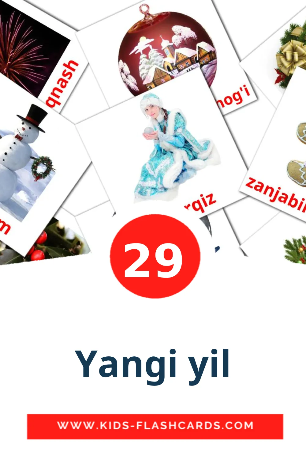 29 carte illustrate di Yangi yil per la scuola materna in uzbeekse