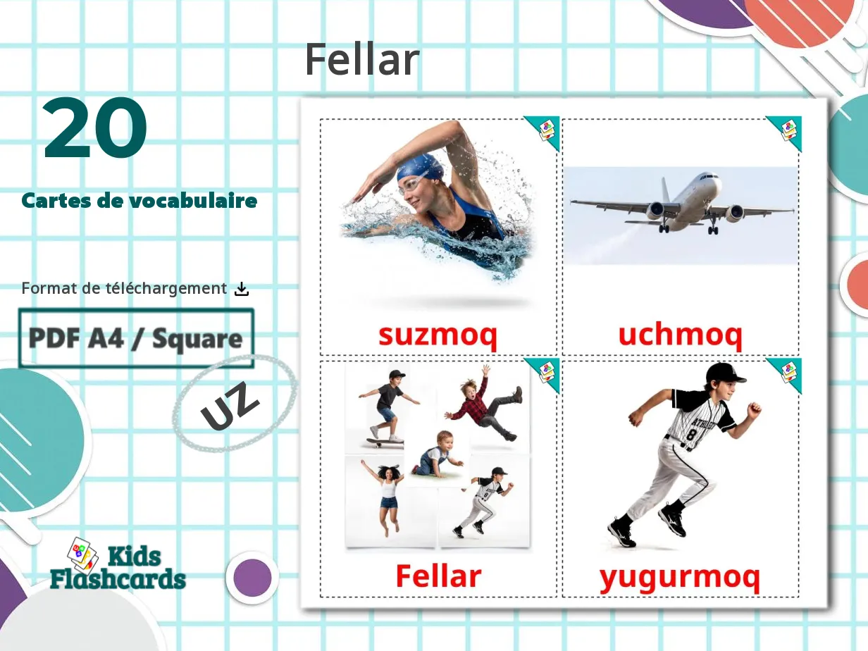 20 Cartes de Vocabulaire pour Enfants GRATUITES Les Verbes de Mouvement ...
