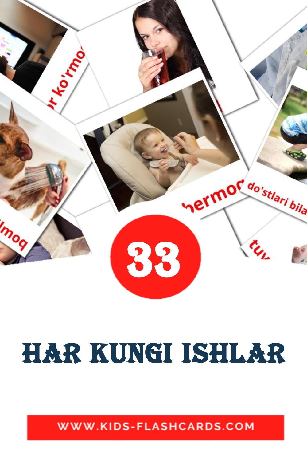 33 Cartões com Imagens de Har kungi ishlar para Jardim de Infância em uzbek