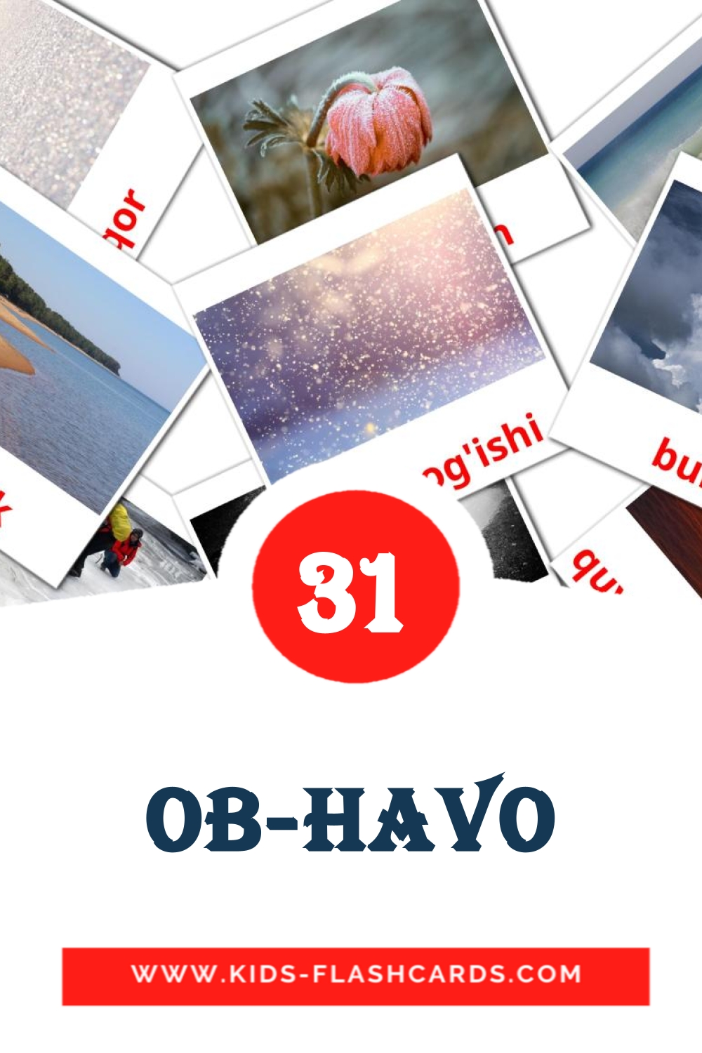 31 cartes illustrées de Ob-havo pour la maternelle en ouzbek