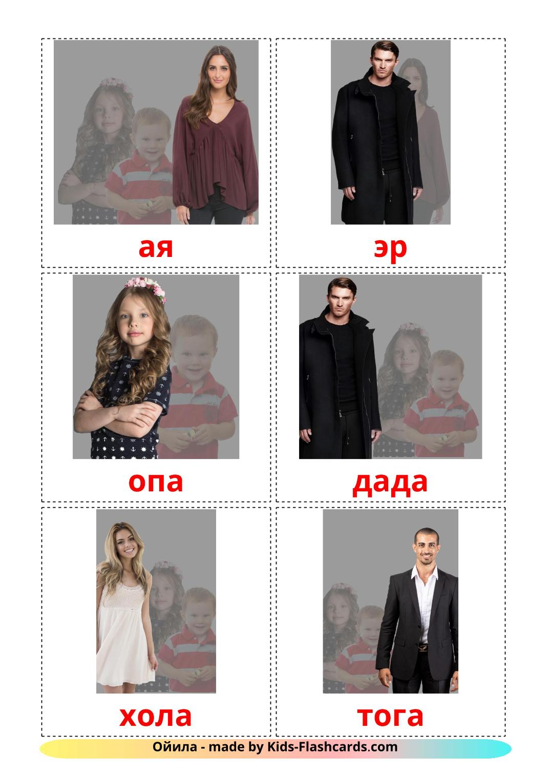 Family members - 32 Free Printable uzbek Flashcards 