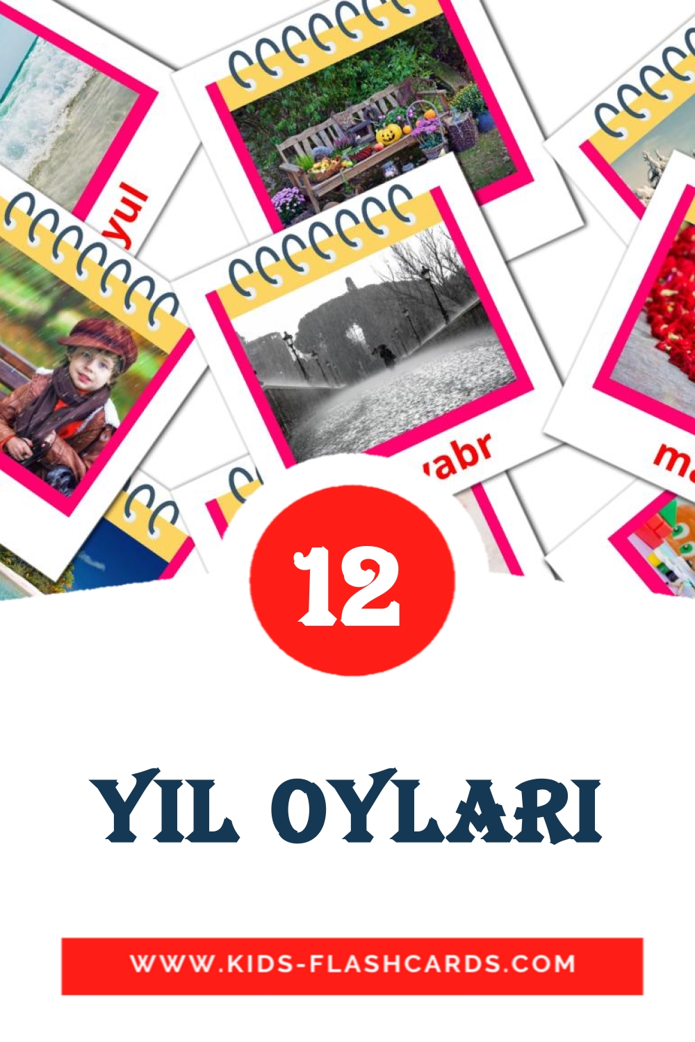 12 Yil oylari Picture Cards for Kindergarden in uzbek