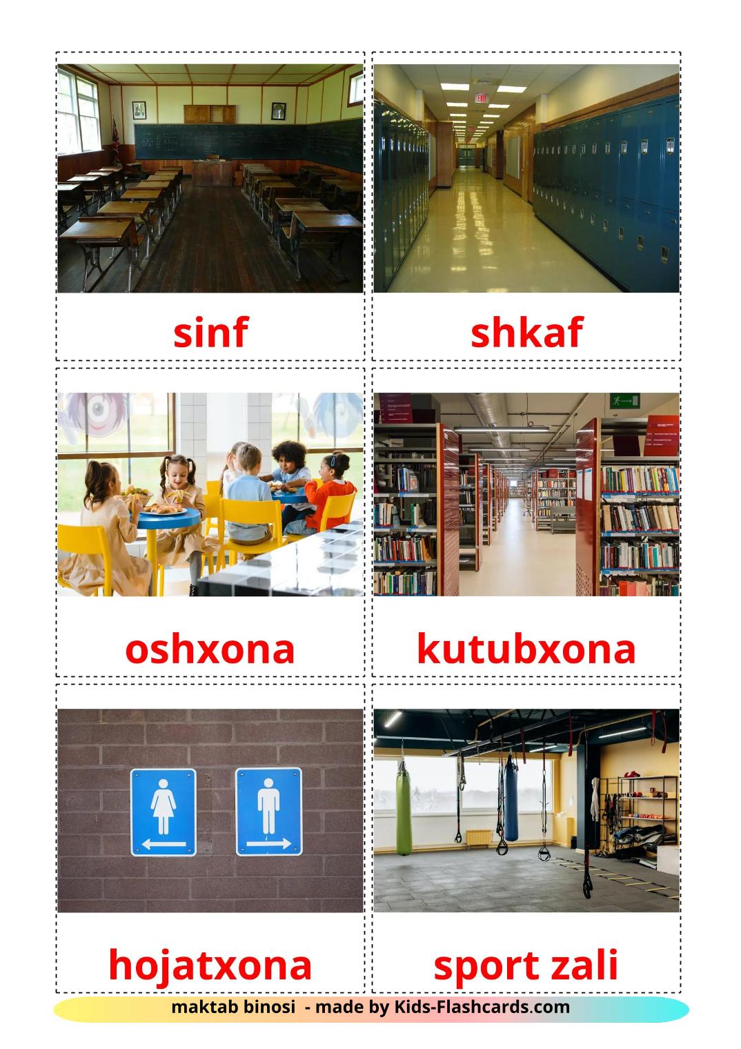 School building - 18 Free Printable uzbek Flashcards 