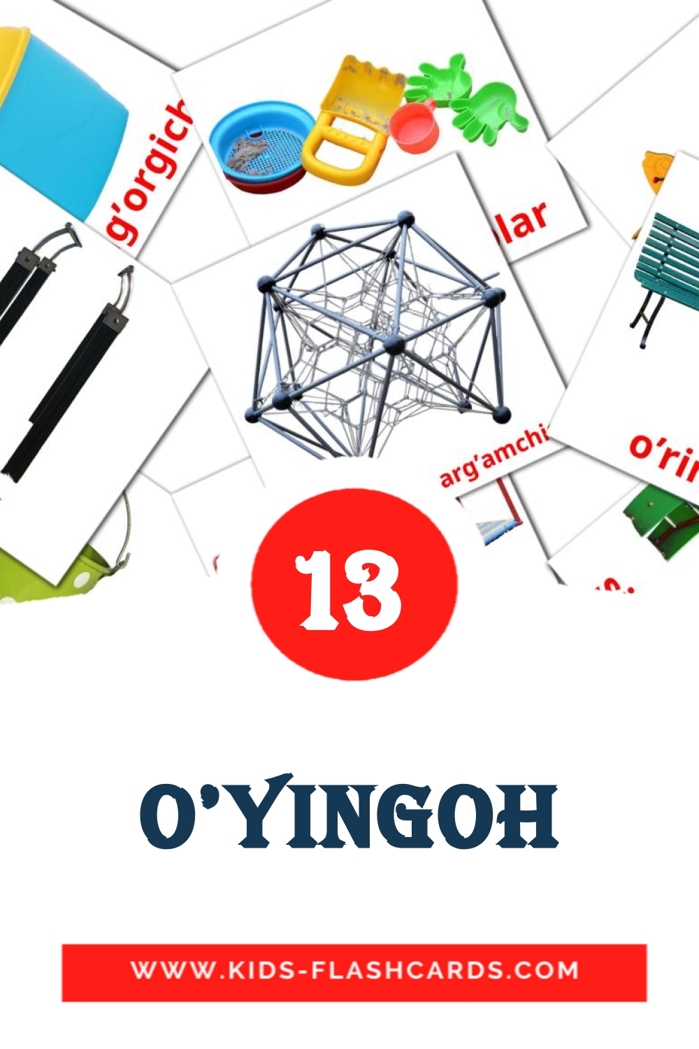 13 cartes illustrées de O’yingoh pour la maternelle en ouzbek