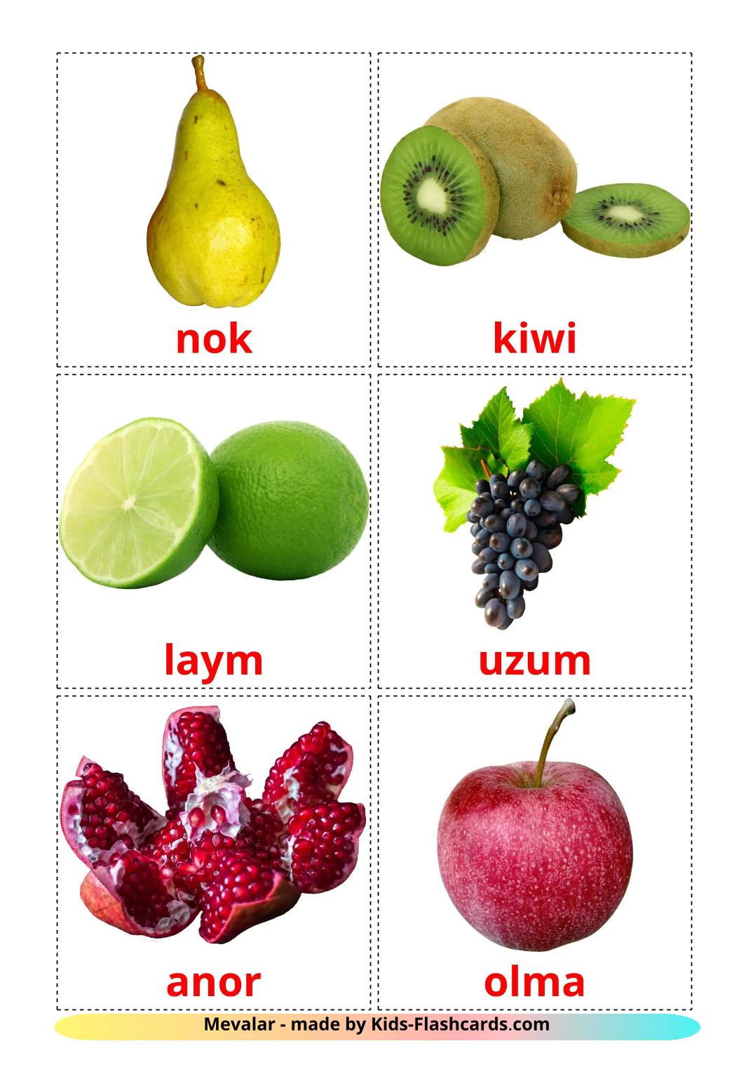 Fruit  - 21 gratis printbare uzbeeksee kaarten