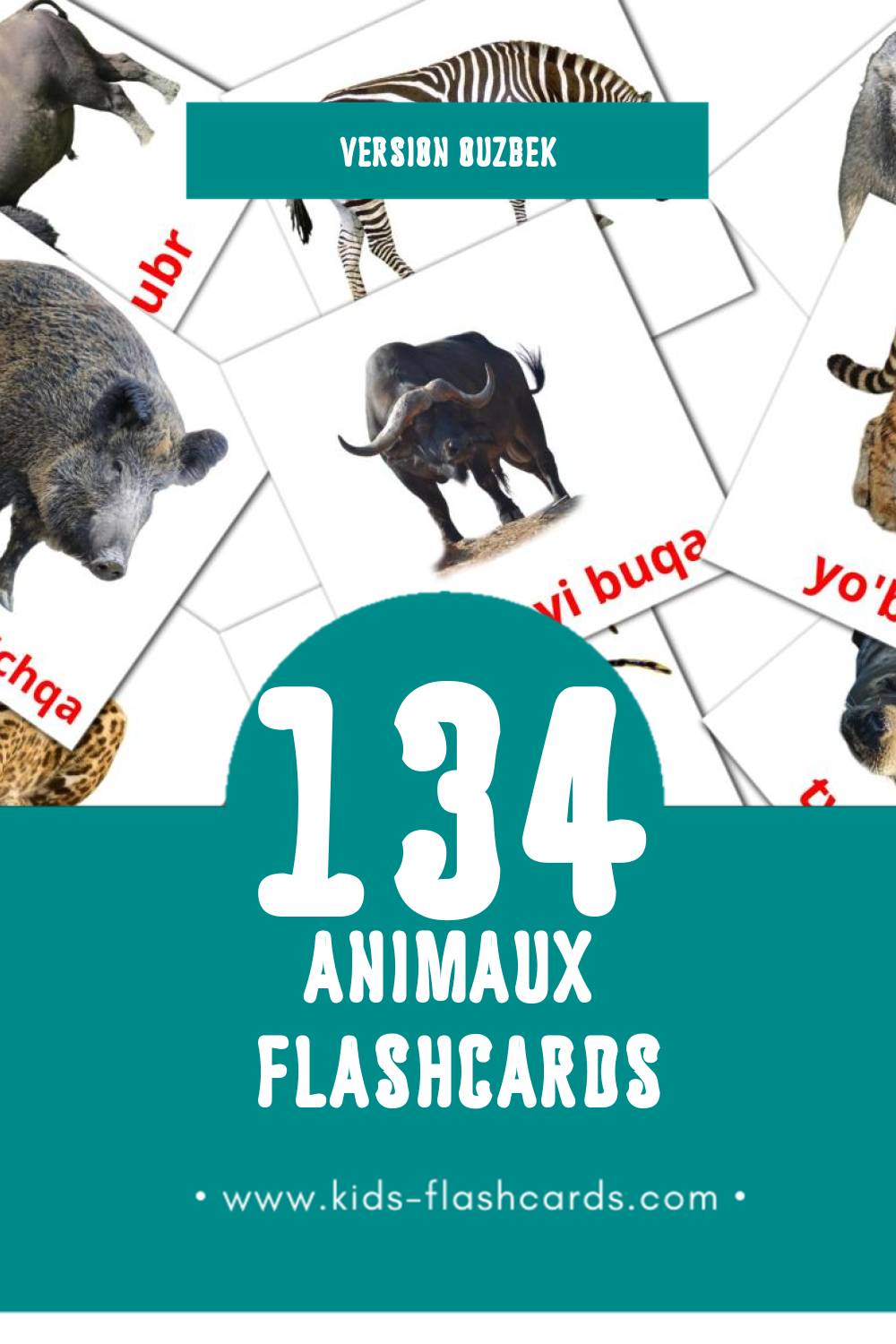 Flashcards Visual Hayvonlar pour les tout-petits (134 cartes en Ouzbek)