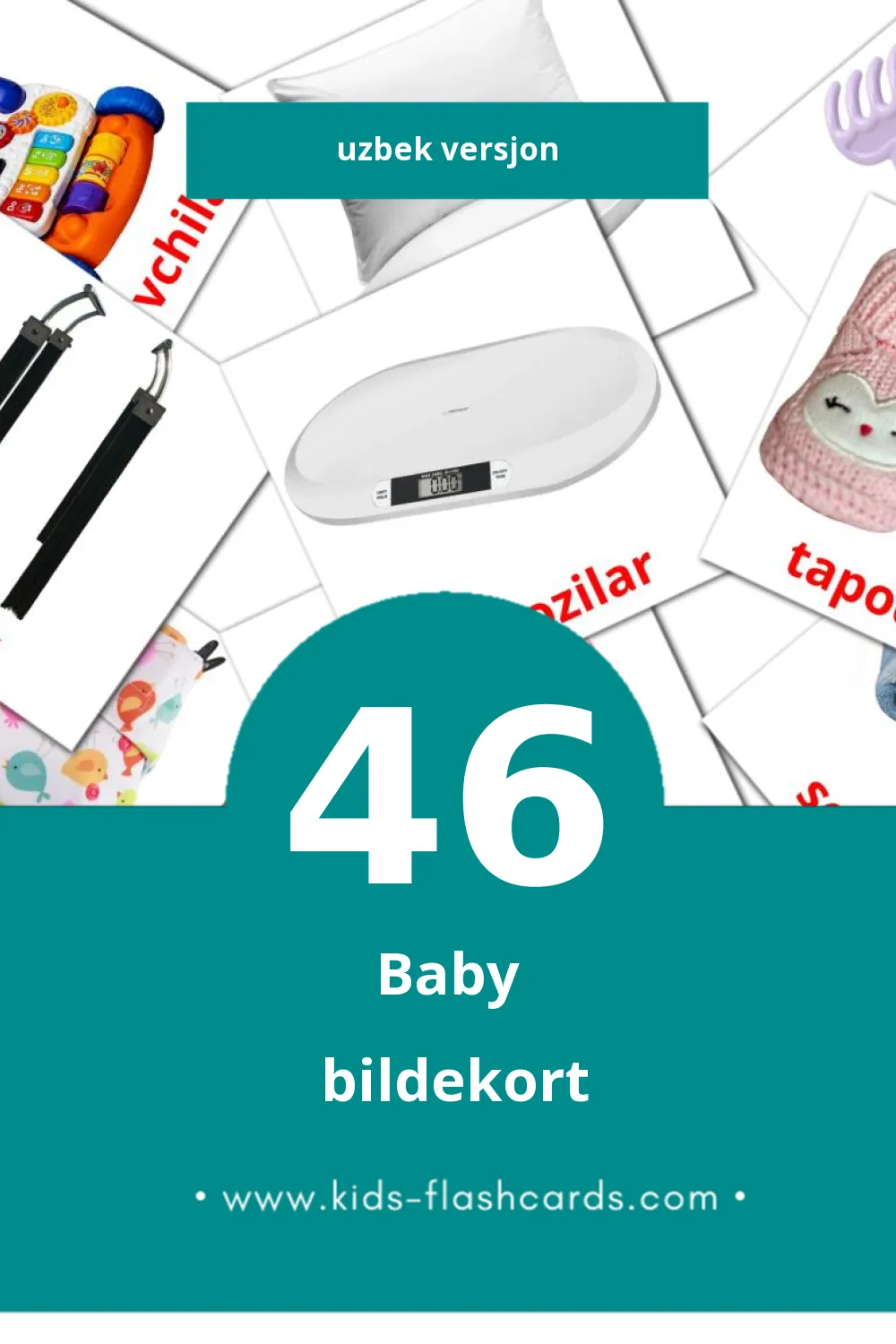 Visuelle Bola bildekort for småbarn (46 kort på Uzbek)