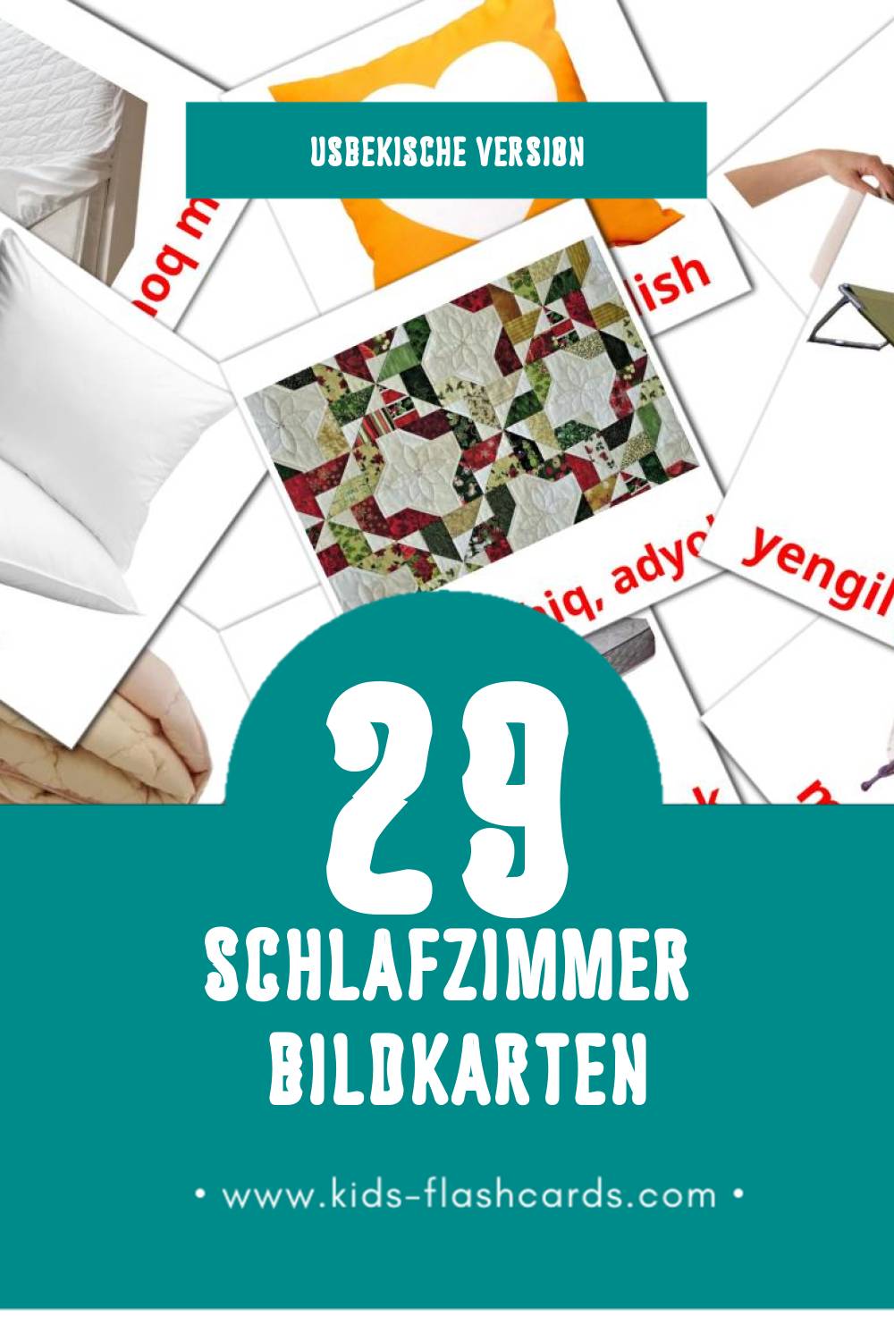 Visual Yotoqxona Flashcards für Kleinkinder (29 Karten in Usbekisch)