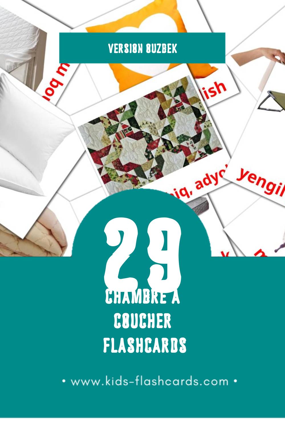 Flashcards Visual Yotoqxona pour les tout-petits (29 cartes en Ouzbek)