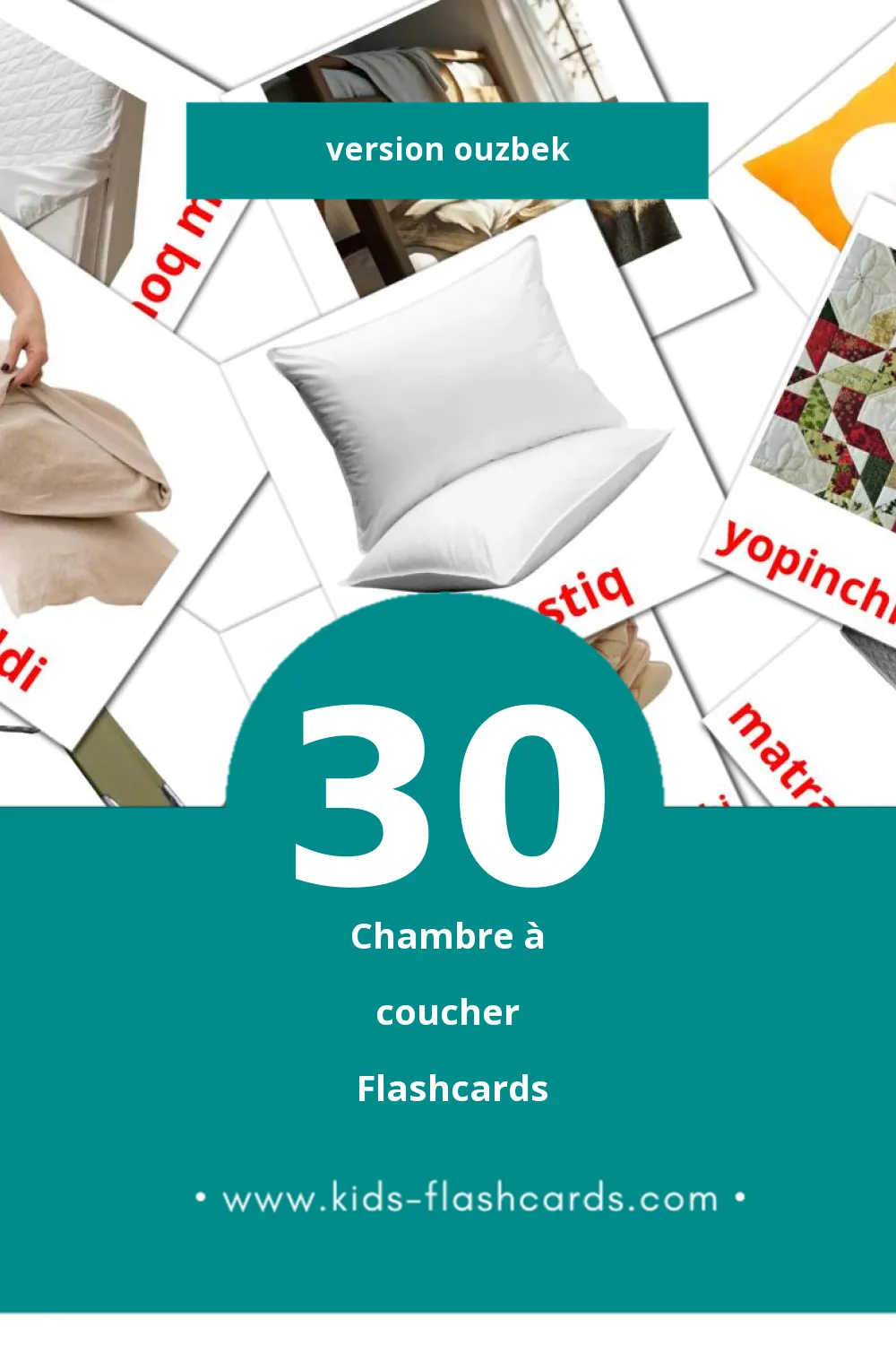 Flashcards Visual Yotoqxona pour les tout-petits (30 cartes en Ouzbek)